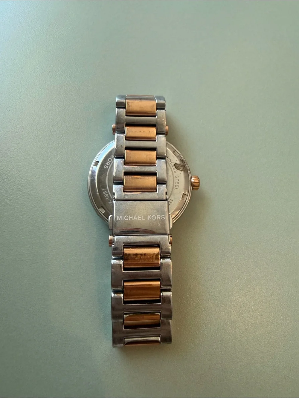 Michael Kors Two-Tone Rose Gold and Silver Black Dial Men's Watch